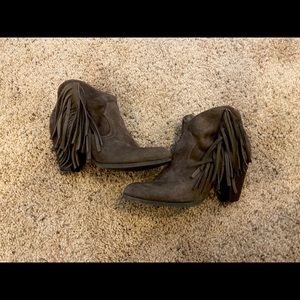 Charlotte Russe Brown Suede Booties w/ Fringe